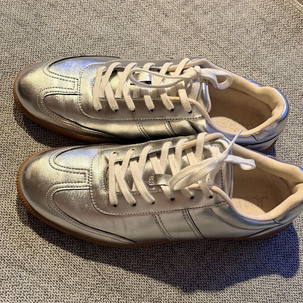 J. Crew Silver Metallic Sneakers 🤖